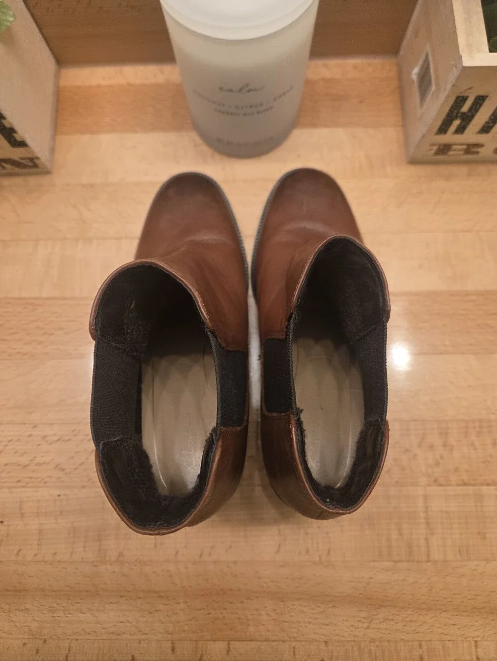 Clarks Mascarpone Bay Ankle Boots Brown Leather Block Heel Women's Size 7